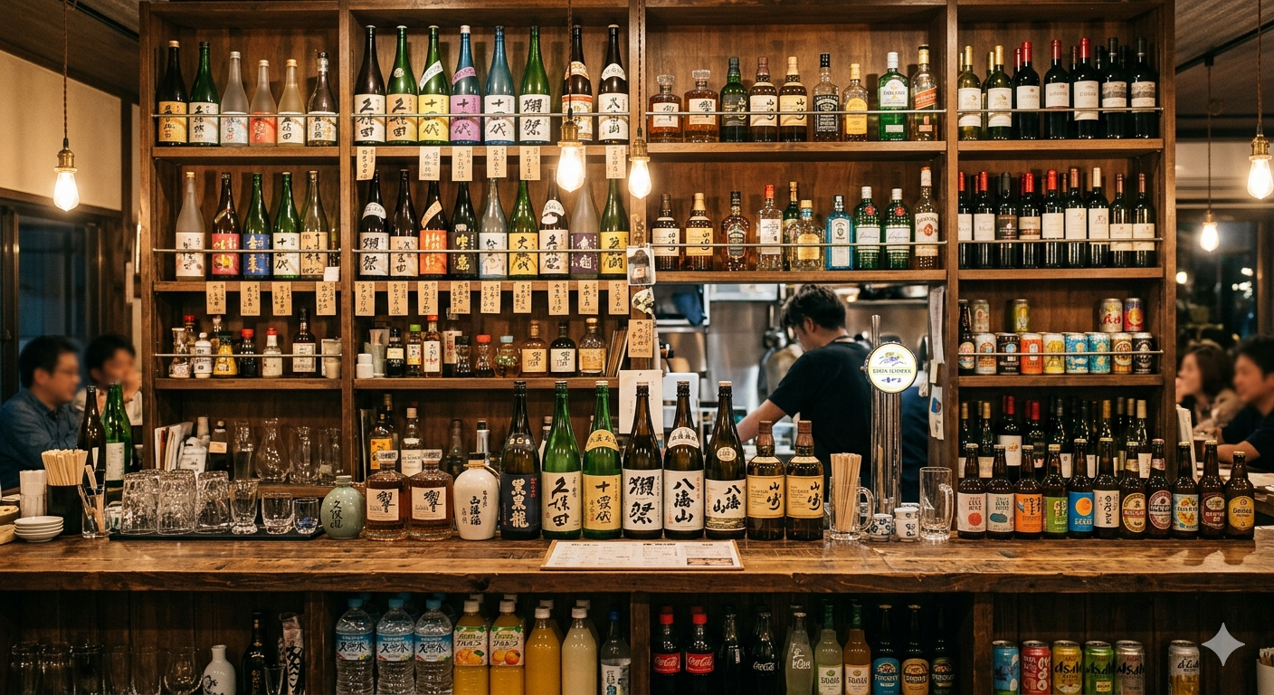お酒の並ぶ棚
